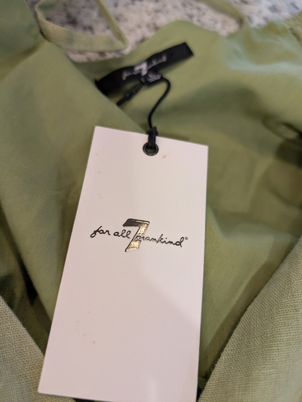 7 For All Mankind Tie-Front Peplum Blouse in Olive Green - Picture 6 of 8